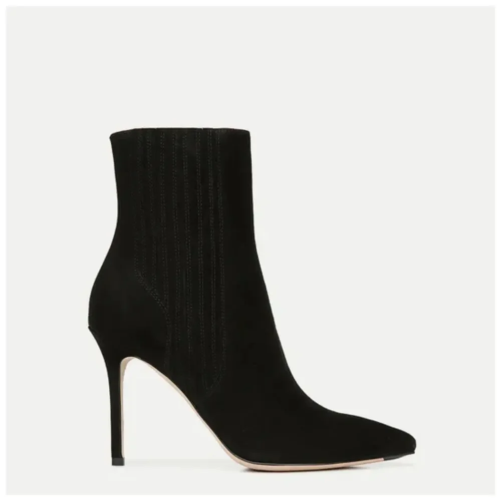 Veronica BEARD LISA STILETTO-HEEL BOOTIE Boots NIB 498 8.5 Black Suede